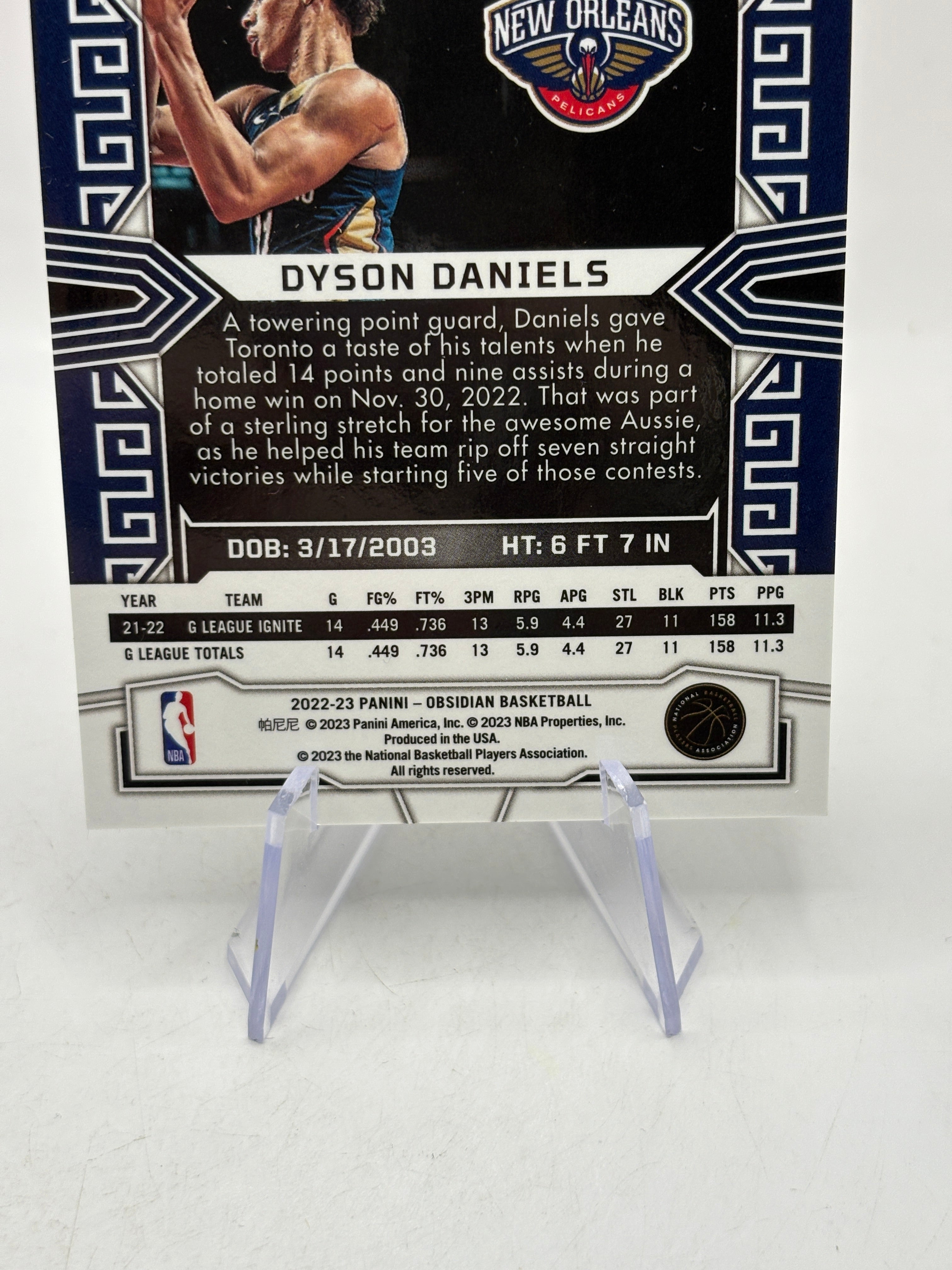 2022-23 Panini Obsidian - #179 Dyson Daniels Rookie Rainbow Etched, photo 8